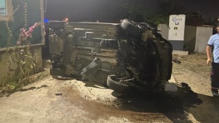 ÇERKEZKÖY - KAPAKLI YOLUNDA KAZA! FABRİKA BAHÇESİNE UÇTU