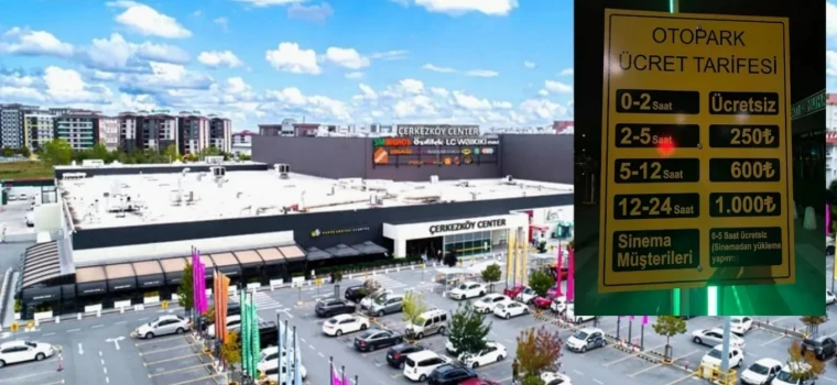 ÇERKEZKÖY CENTER AVM OTOPARKI ÜCRETLİ OLACAK
