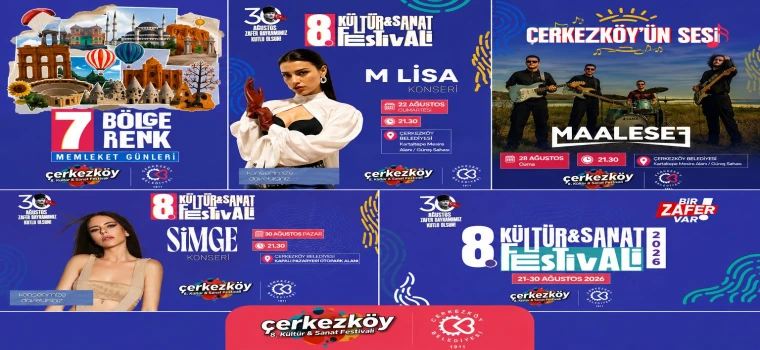 ÇERKEZKÖY BELEDİYESİ’NİN KÜLTÜR VE SANAT FESTİVALİ 21 AĞUSTOS’TA BAŞLIYOR