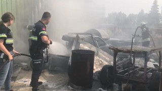 AŞIRI ISINAN CAMLAR ÇERKEZKÖY OTO SANAYİDE YANGIN ÇIKARDI