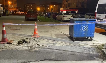 YOL ÇÖKTÜ, ÇÖP KUTUSUYLA ÖNLEM ALINDI