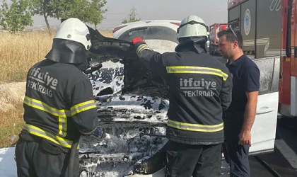 KİRALADIĞI ARAÇ YOLDAYKEN ALEV ALDI