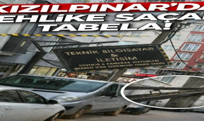 Kızılpınar’da Tehlike Saçan Tabela Endişe Yarattı