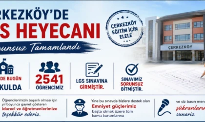 Çerkezköy’de LGS Heyecanı Sorunsuz Tamamlandı
